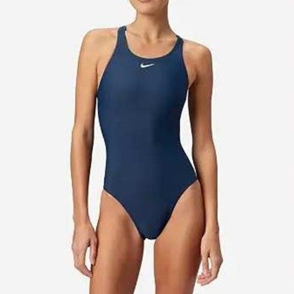 Nike Womens Navy Blue Racerback One Piece Swimsuit NESS8370-440 Size 34